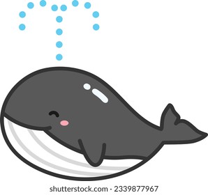 Cute Simple Whale Isolated Vector Illustration