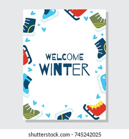 Cute simple winter theme post card design template series.