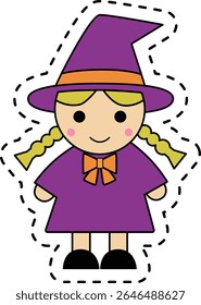 A cute and simple witch sticker perfect for Halloween decorations or accents.