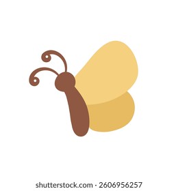 Cute simple yellow butterfly icon logo vector illustration isolated on white background