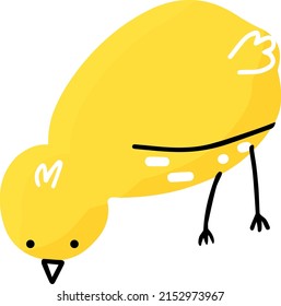 cute simple yellow chick isolated vector hand drawing