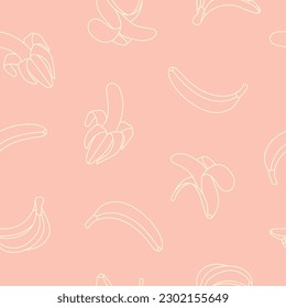 Pequeños plátanos sencillos con bordes amarillos sobre el diseño de superficies de fondo rosado Textiles Diseño de patrones repetidos sin inconvenientes Eps 10 Vector