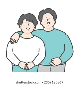 Ilustración corta y simple de una pareja joven