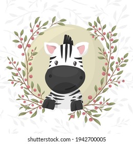 Cute, simple zebra face cartoon style. Vector illustration.