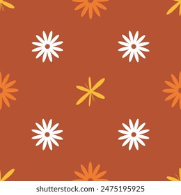 A cute simplistic floral pattern in brown, orange and white colors