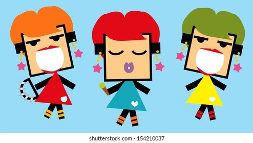 cute singer cartoon
