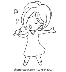 cute singer coloring page with ouline.Coloring book for kids.Vector illustrations.Amazon kdp no content.