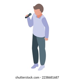 Cute singer icon isometric vector. Music school. Play child