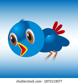 Cute singing bird, cartoon image, vector illustration design, can be used for t-shirt printing, children's fashion design, comics, dolls etc.