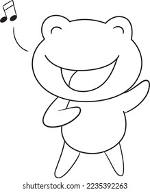 Cute-Singing-Frog-Farbseite, Vektorgrafik