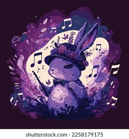 Cute singing Rabbit Vector art illustration for kids