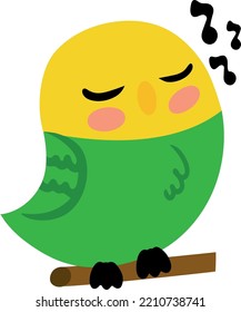 Cute singing wavy parrot. Vector illustration isolated on white background. Image for website design posters brochures posters banners clothing menu. Design element.