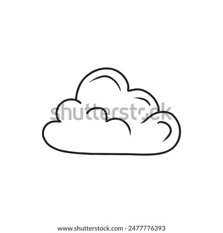 Cute single cloud in black line contour isolated on white background. Hand drawn vector sketch illustration in doodle engraved line art vintage style. Concept of weather, meteo, forecast, sleep