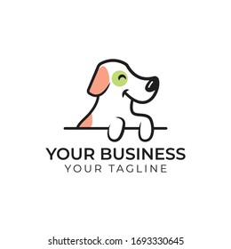 Cute single dog logo template for pet shop