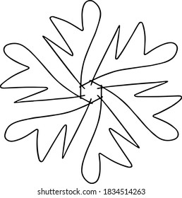 Un elemento floral dibujado con un solo dibujo.  Ilustración vectorial Doodle para diseños de bodas, tarjetas de felicitación y logotipos.