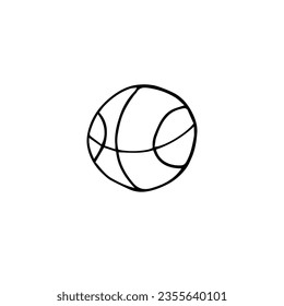 Cute single element of basketball in doodle style. Game, sport, play, hobby, education, entertainment. Hand drawn vector illustration for posters, stickers and seasonal design. 