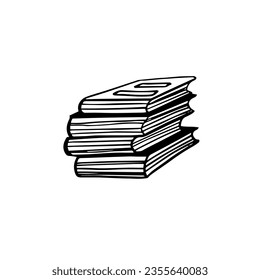 Cute single element of books in doodle style. Hand drawn vector illustration for posters, stickers and seasonal design. 