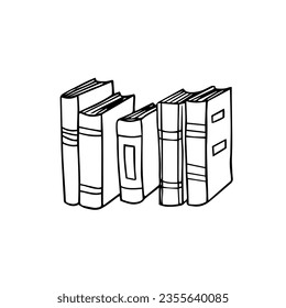 Cute single element of books in doodle style. Education, hobby
entertainment. Hand drawn vector illustration for posters, stickers and seasonal design. 