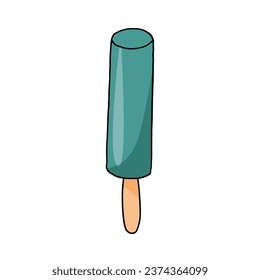 Cute single element of ice cream on a stick in doodle style. Hand-drawn. Vector illustration EPS10. Great for greeting cards, posters, menu design, stickers and seasonal design.