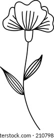 Cute single floral element. Contour. Vector illustration for wedding design, logo and greeting card. 