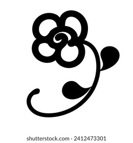 Cute Single Flower Illustration With Kids Style. Cute floral element for your design. Hand drawn vector illustration. Perfect for cut file, print, card, and much more