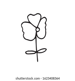 Cute single flower. Vector illustration drawn by hand for clothing, poster, textile, fabric, greeting card,  cover, decoupage. Scandinavian style.