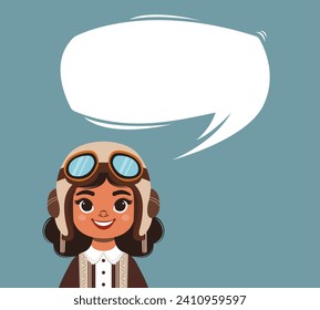 Ilustración de dibujos animados planos de carácter de una sola chica con plantilla editable de burbuja de voz.