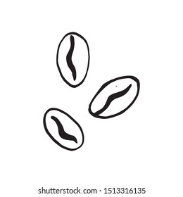 Cute single hand drawn coffee beans. Doodle vector illustration.