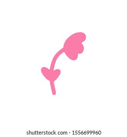 Cute single hand drawn floral elements.Pink tulip isolated on white background. Doodle vector illustration for mother gift, logo,tatoo, print on t shirt,cup, scrapbook. Womens day symbol.
