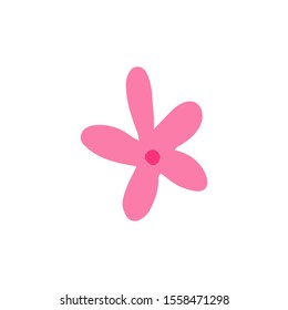 Cute single hand drawn floral elements. Pink flower isolated on white background. Doodle vector illustration for wedding design, logo, greeting card, tattoo, menu cafe, print on t shirt,cup, scrapbook