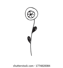 Cute single hand drawn floral elements. Doodle vector illustration for wedding design, logo and greeting card. Traditional hand drawn spring flowers in ink style.