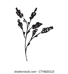 Cute single hand drawn floral elements. Doodle vector illustration for wedding design, logo and greeting card. Traditional hand drawn spring flowers in ink style.