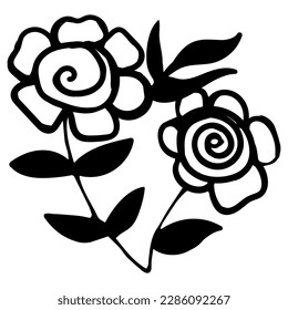 Cute single hand drawn floral elements. Doodle vector illustration for wedding design, logo and greeting card.