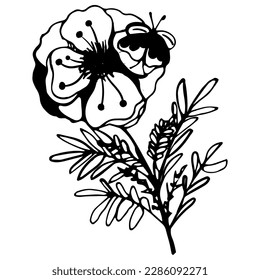 Frische, handgezeichnete Blumenelemente. Doodle Vektorgrafik für Hochzeitsdesign, Logo und Grußkarte.