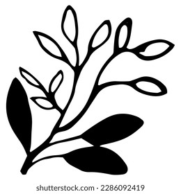 Cute single hand drawn floral elements. Doodle vector illustration for wedding design, logo and greeting card.