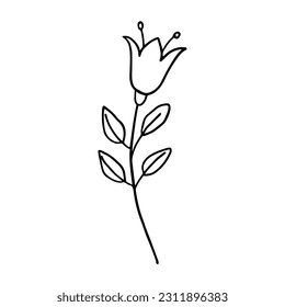 Cute single hand drawn floral element. Doodle vector illustration EPS10. Great for wedding design, logo, greeting card or advertising. Isolated on white background