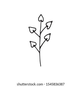 Cute single hand drawn herbal elements. Doodle vector illustration for wedding design, logo and greeting card.  