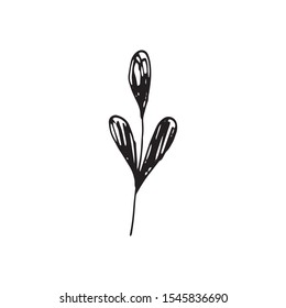 Cute single hand drawn herbal elements. Doodle vector illustration for wedding design, logo and greeting card.  