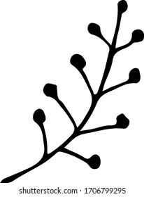Cute single hand drawn herbal elements. Doodle vector illustration for wedding design, logo and greeting card. Traditional hand drawn spring flowers in ink style.