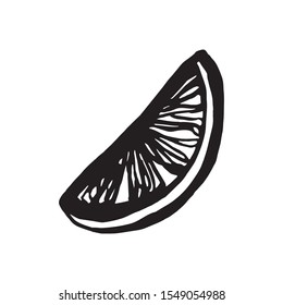 Cute single hand drawn lemon for menu or recipe. Doodle vector illustration. Fresh and tasty.