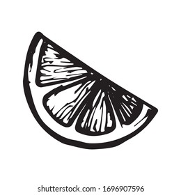 Cute single hand drawn lemon for menu or recipe. Doodle vector illustration. Fresh and tasty.