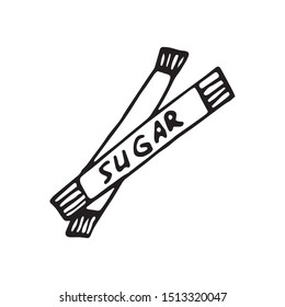Cute single hand drawn sugar for menu or recipe. Doodle vector illustration.