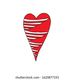Cute single heart.  Illustration drawn by hand for wedding and children's design, logo and greeting card, fabric, textiles, cover. Scandinavian style