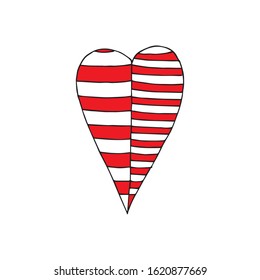 Cute single heart.  Illustration drawn by hand for wedding and children's design, logo and greeting card, fabric, textiles, cover. Scandinavian style