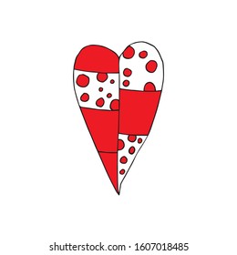 Cute single heart.  Vector illustration drawn by hand for wedding and children's design, logo and greeting card, fabric, textiles, cover. Scandinavian style.