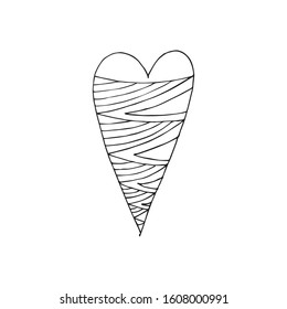 Cute single heart.  Vector illustration drawn by hand for wedding and children's design, logo and greeting card, fabric, textiles, cover. Scandinavian style.