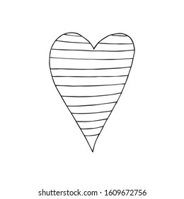 Cute single heart.  Vector illustration drawn by hand for wedding and children's design, logo and greeting card, fabric, textiles, cover. Scandinavian style