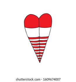 Cute single heart.  Vector illustration drawn by hand for wedding and children's design, logo and greeting card, fabric, textiles, cover. Scandinavian style.