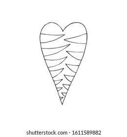 Cute single heart.  Vector illustration drawn by hand for wedding and children's design, logo and greeting card, fabric, textiles, cover. Scandinavian style