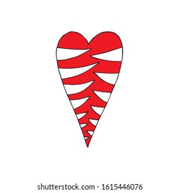 Cute single heart.  Vector illustration drawn by hand for wedding and children's design, logo and greeting card, fabric, textiles, cover. Scandinavian style